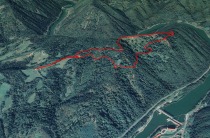 Prostorski pogled poti nad elektrarno Fala title=