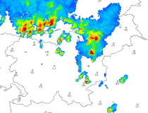 Radarska slika padavin nad Lovrencem title=